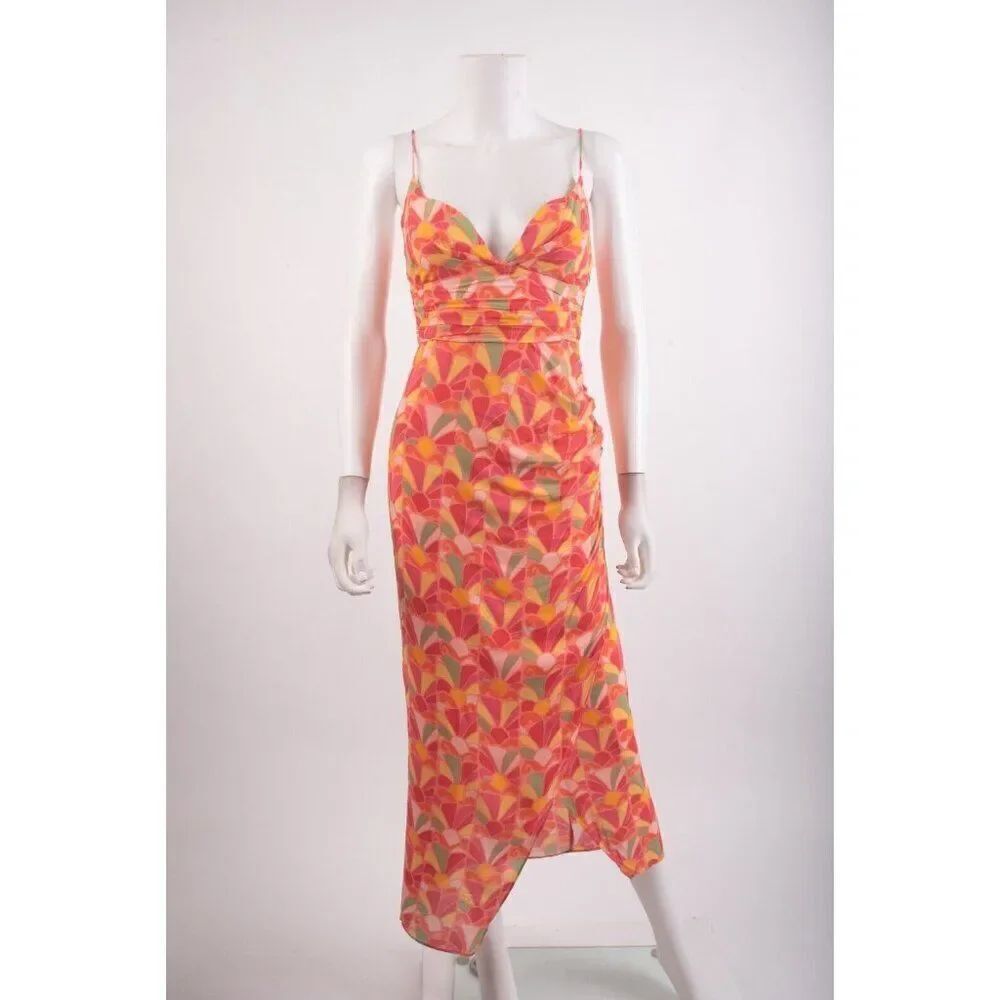 Zara Womans Midi Dress Geometric Size XSβOrange Multicolor 2587/153 NWT